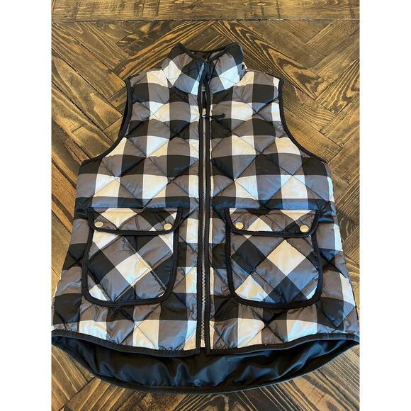 Woolrich Buffalo Plaid Duck Down Filled Vest Women Medium Preppy Neutral Quilted - Picture 1 of 11